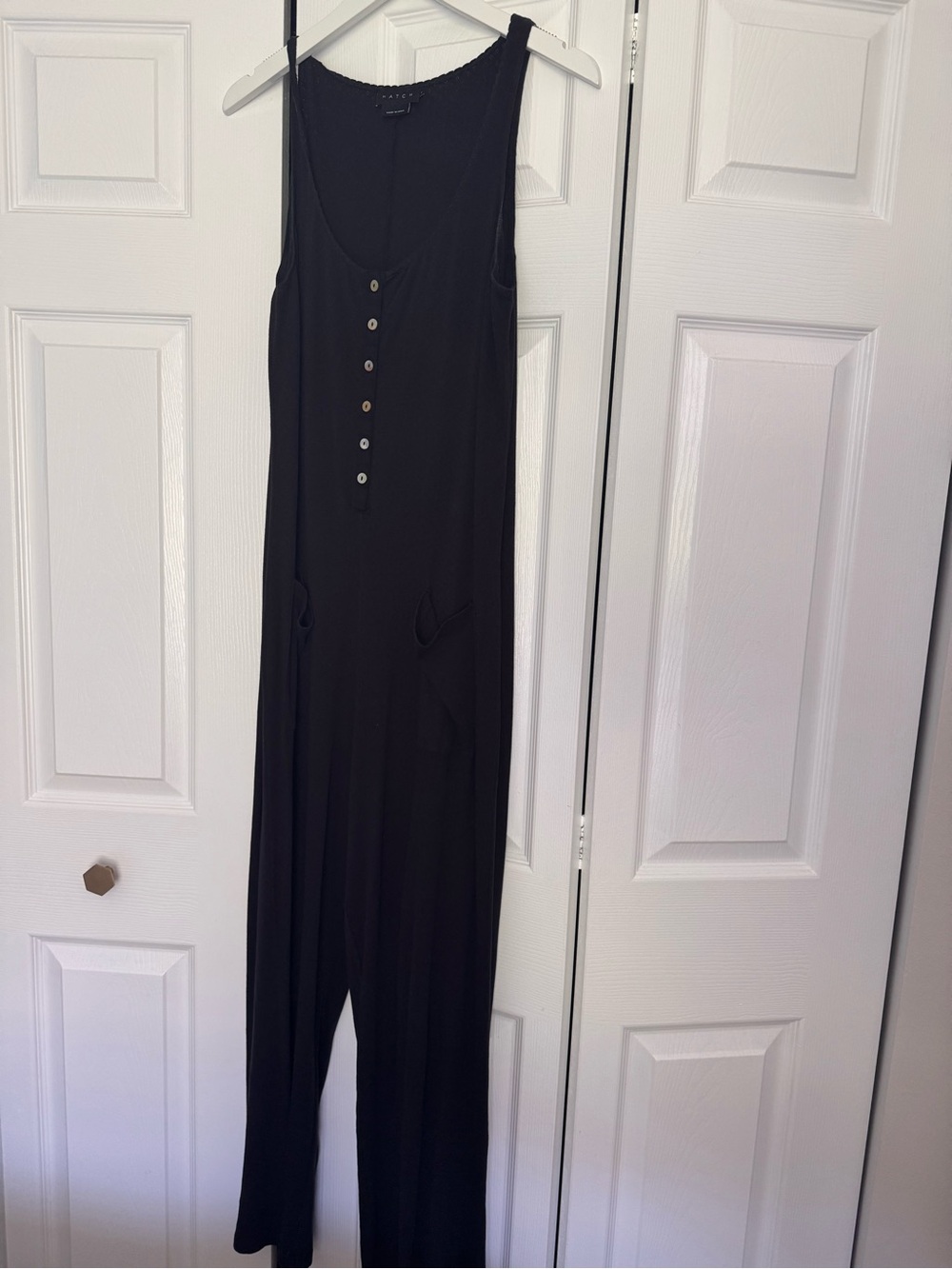 Hatch Black Sleeveless Button-Front Jumpsuit size 1